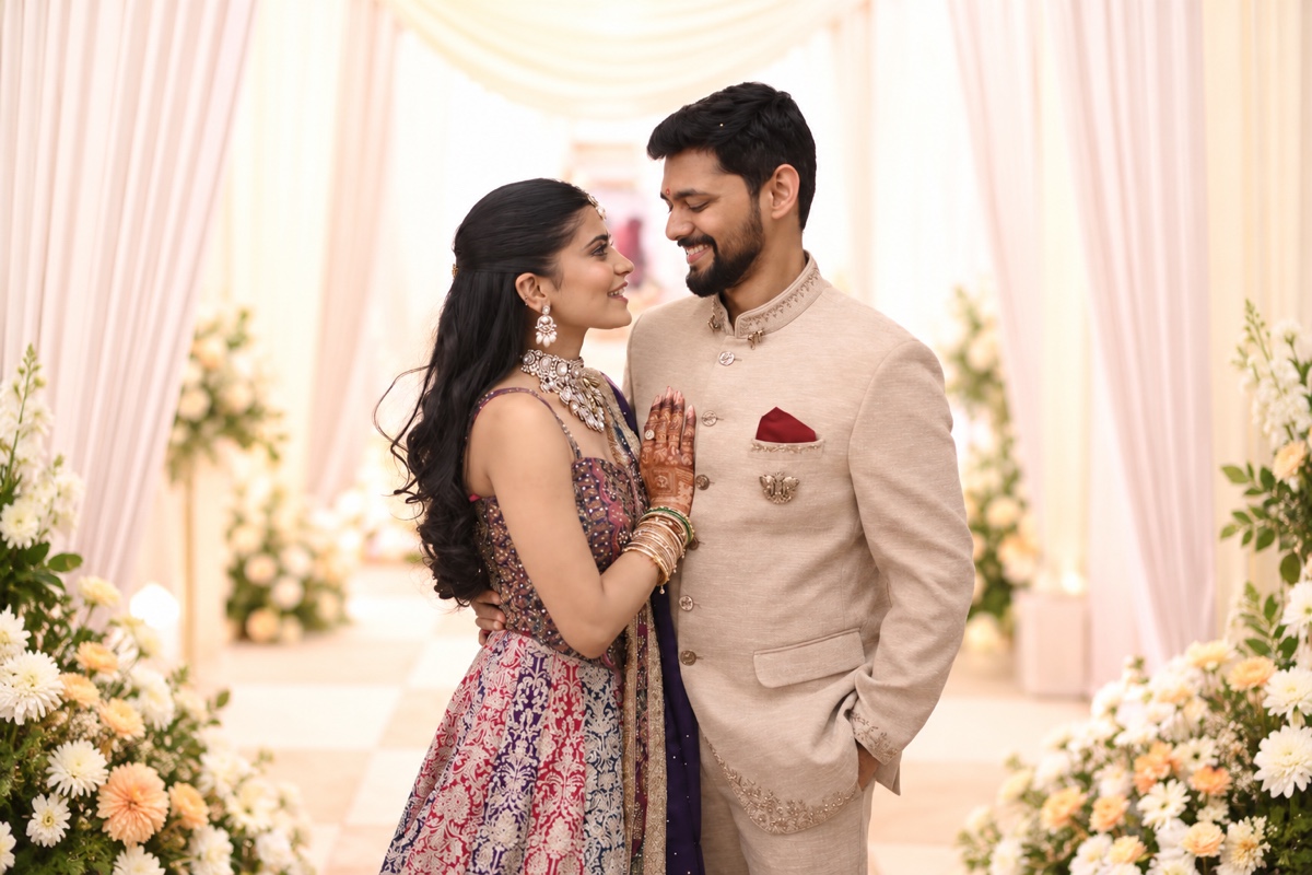 Ritesh and Manvi at their wedding celebration